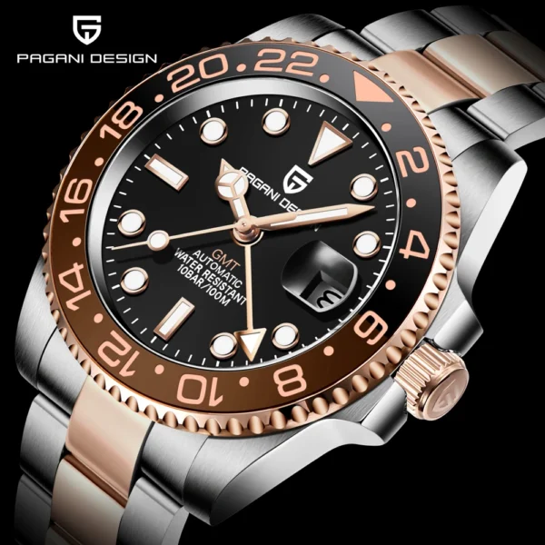 PAGANI DESIGN PD-1662 – Relógio Automático GMT de Luxo com Bezel de Cerâmica
