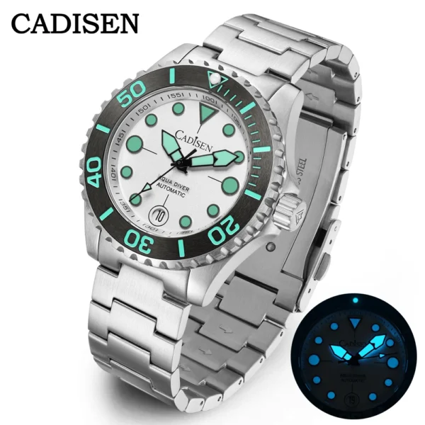 Cadisen C8232 – Relógio Automático de Luxo com Safira e Resistência à Água 100M