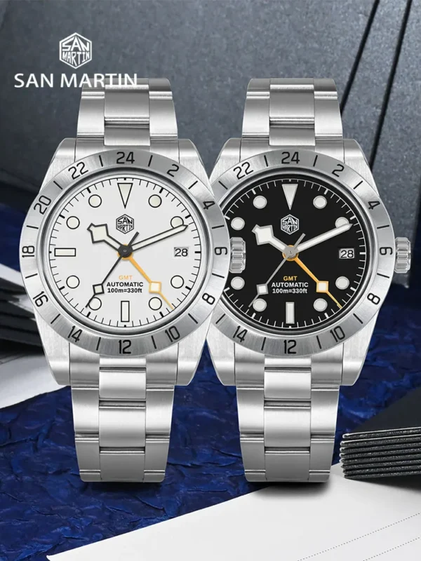 San Martin SN0054 GMT – O Relógio Automático Esportivo com Movimento NH34 - Cristal de Safira