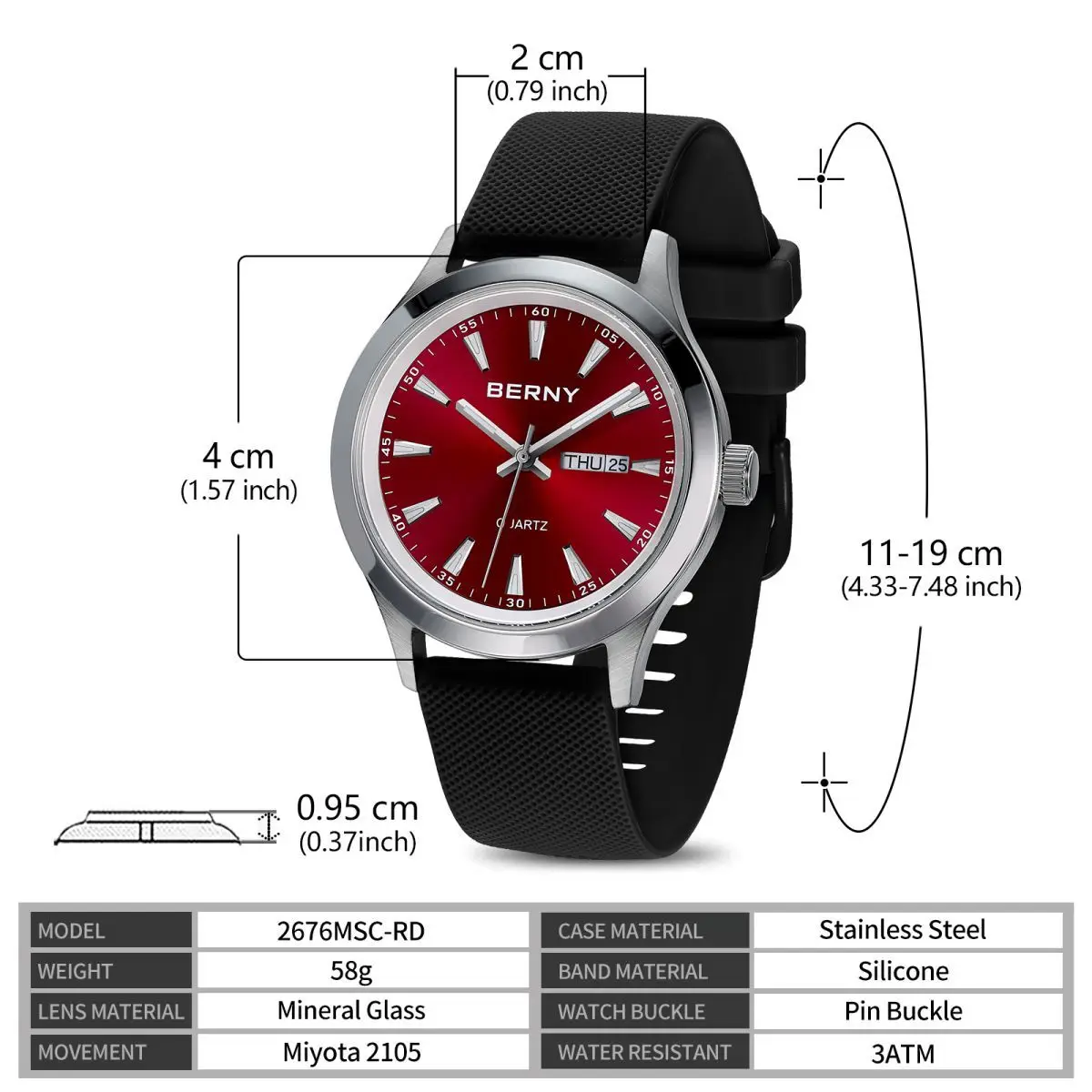 Berny 2676MS-RD – Sofisticação e Estilo com Mostrador Metálico - Imagem 3